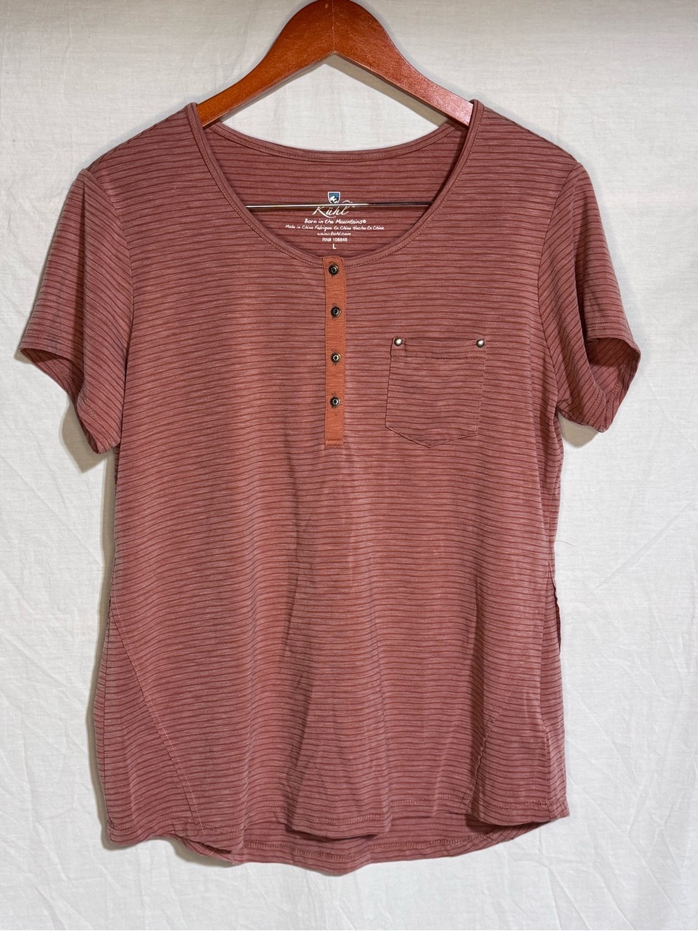 Kuhl Women's Short Sleeve Henley Tee in Dusty Rose